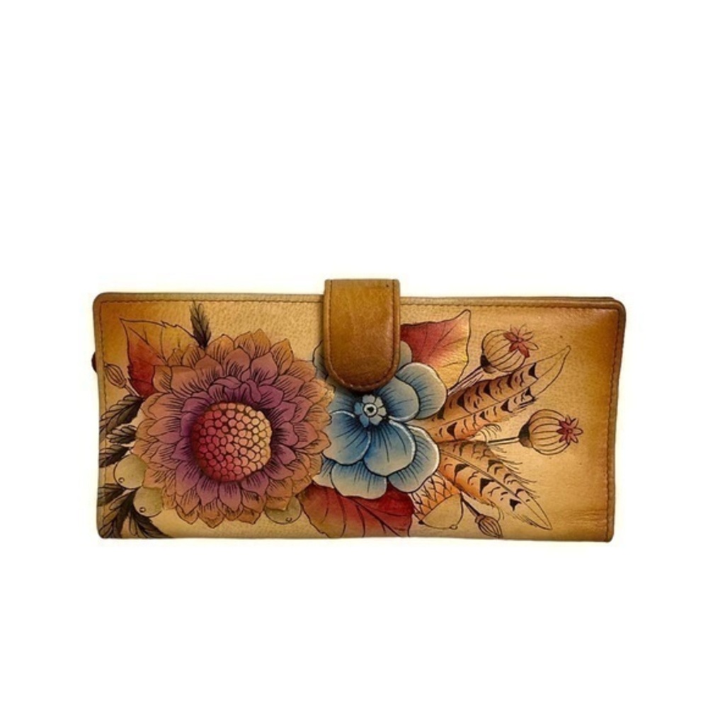 Anuschka paint floral bifold long leather wallet